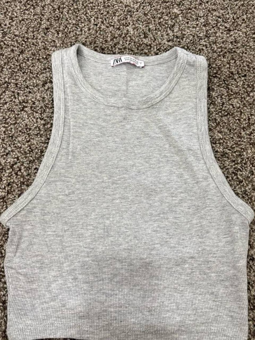 Zara Light Gray Ribbed Cropped Tank